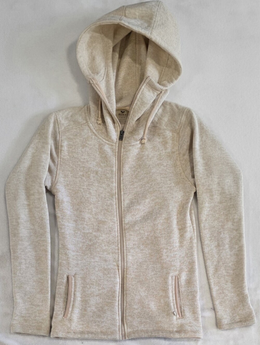 ROXY Cream/Oatmeal Full-Zip Hooded Sweater – Women’s Large